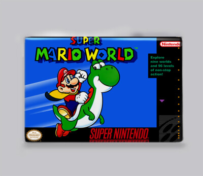 SUPER MARIO WORLD - 2'' x 3'' FRIDGE MAGNET (box nintendo game snes vintage bros)