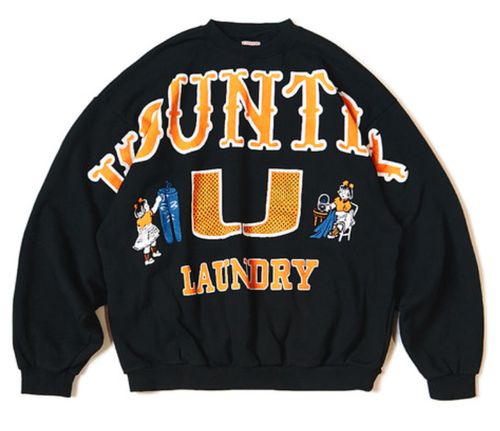 Pre-owned Kapital K Kapital Big Kountry College Crewneck Sweatshirt Black