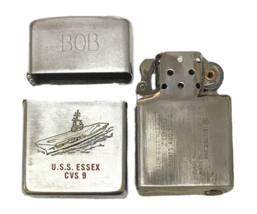 ZIPPO 1950-57 POCKET LIGHTER PAT 2517191 U.S.S. ESSEX CVS 9 ZIPPO 1950-57 POCKET LIGHTER PAT 2517191 U.S.S. ESSEX CVS 9