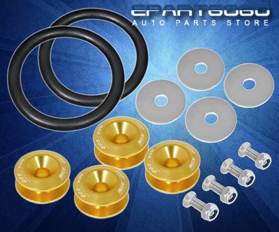 Black Quick Release Fastener Tab Bolt Nut Kit for Trunk Hood Bumper Fender Lip