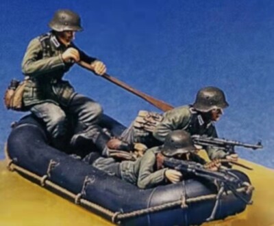 1/35 Resin 3 German Soldiers W/canoeing Unpainted Unassembled QJ-ca