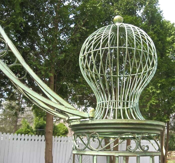 Garden-Trellis Arch 9' Tall - Wrought Iron - Antique Mint ...