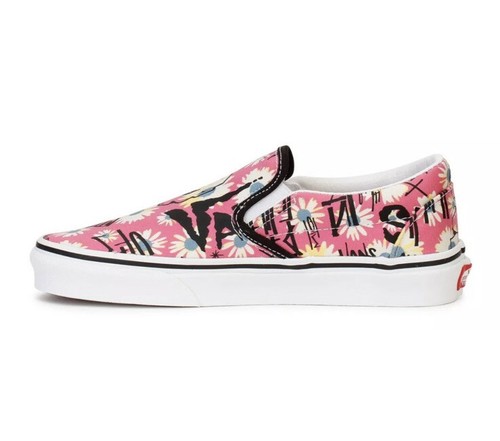 【VANS】 ★ BLOB FLORAL AUTHENTIC ★ BLACK & PINK Vans Classic Slip On Floral Pink Black Graffiti Skate Shoes