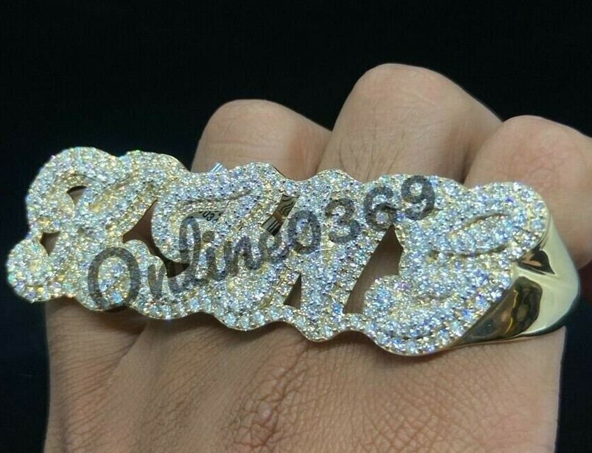 Pre-owned Online0369 2.35ct Rd Cubic Zirconia Mens Four Finger Custom Word Ring Silver Free Stud