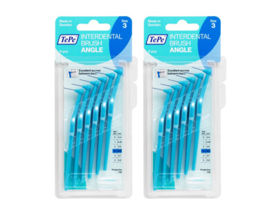 2 x TePe Angle Blue Interdental Brushes 0.6mm ISO Size 3 6 Pcs = 12 Pcs