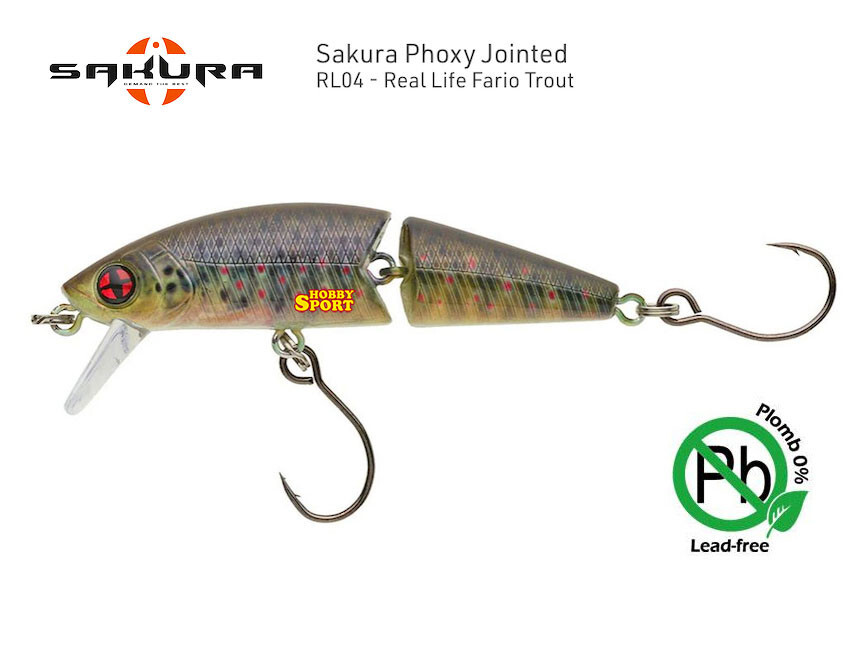 SAKURA PHOXY JOINTED 60S COL RL04 REAL LIFE FARIO TROUT SINKING 5,1GR TROTA LAGO