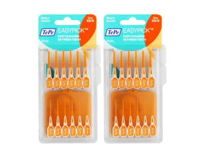 2 x TePe EasyPick Orange Next Generation Toothpicks X-Small/Small Size 36 Pcs