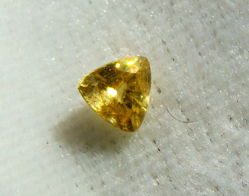 Natural Golden Sphene -Trillion Cut 0.33 Ct - Rare Old Stock