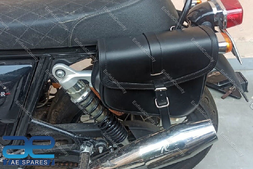For Royal Enfield Interceptor 650 & Continental GT 650 Genuine Leather Black Pannier Bag