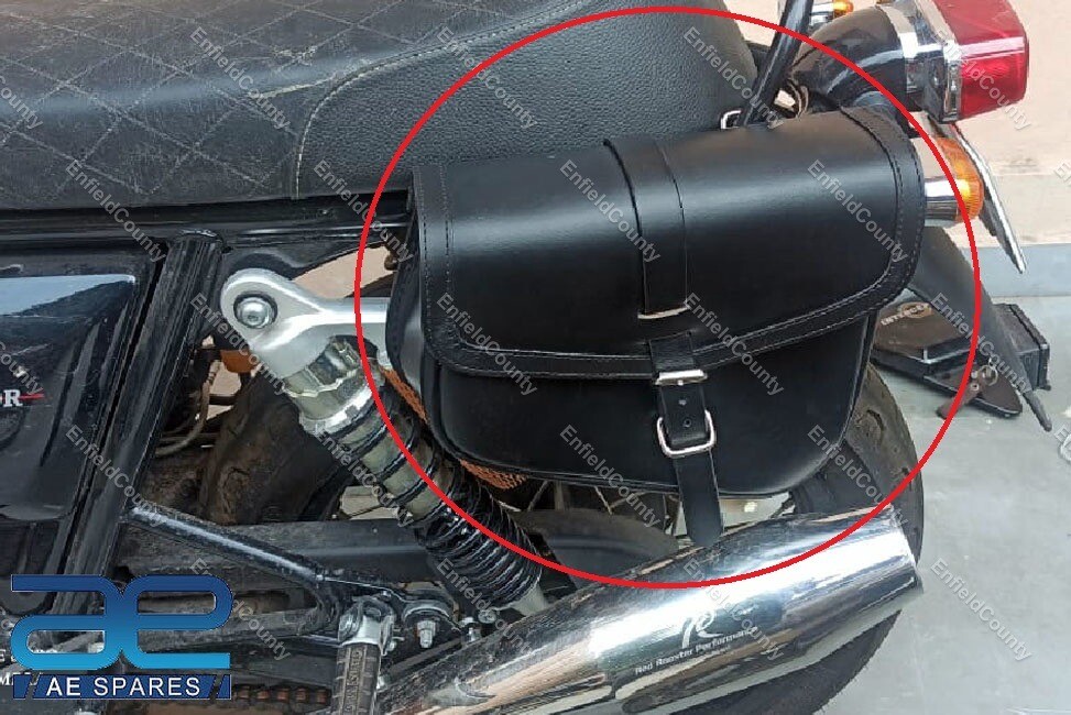For Royal Enfield Interceptor 650 & Continental GT 650 Genuine Leather Black Pannier Bag