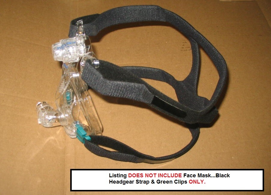 CPAP Face Mask Headgear Standard Size BLACK.. with CLIPS... Fits ResMed mask