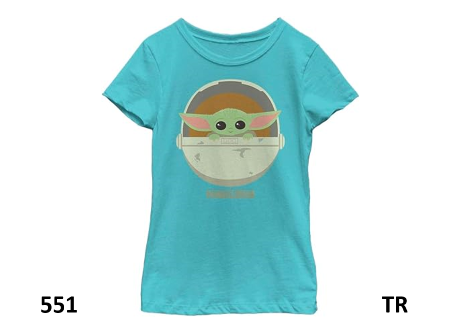 STAR WARS Girls Mandalorian The Child Cute Bassinet T-Shirt,Tahiti Blue, X-Large