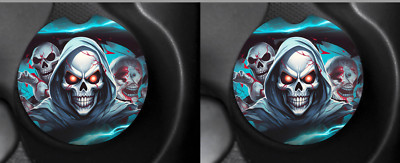 Skull Spectral Ride Set of 2 Car Coasters Handmade