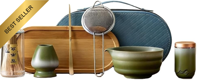 Travel Matcha Set with Portable Storage Bag, 8-Piece Japanese Matcha Kit Include