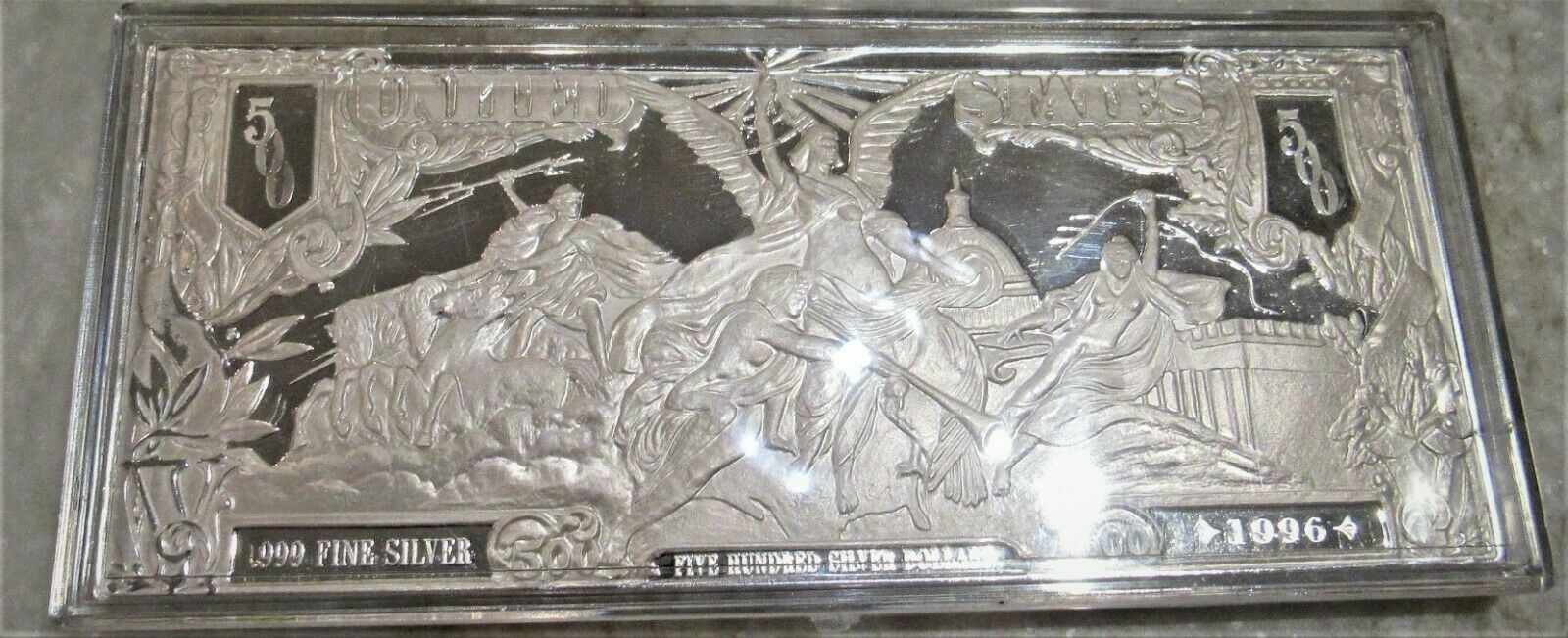 1996 $500 Certificate Half Pound 8 troy oz .999 Pure silver