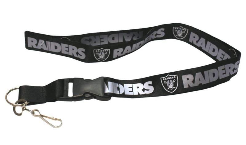 Nfl Oakland Raiders Team Lanyard, Black With Clip