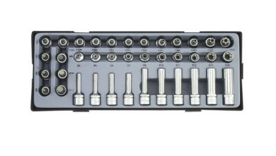 Force T3381 38pc 3/8'' Dr Female E-Star Regular Deep Socket & Torx Spline Bit Set