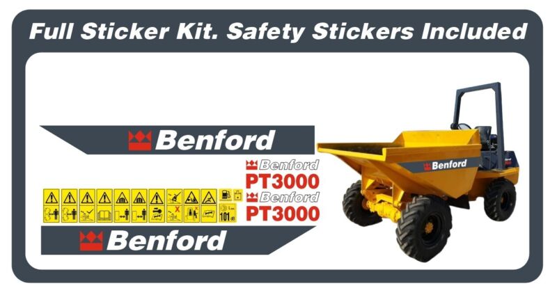Benford PT3000 Dumper Full Sticker / Decal Kit . Safety Stickers Included
