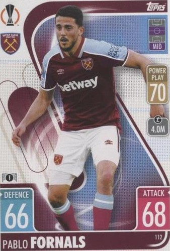 2021-22 Topps Match Attax UCL Pablo Fornals #112