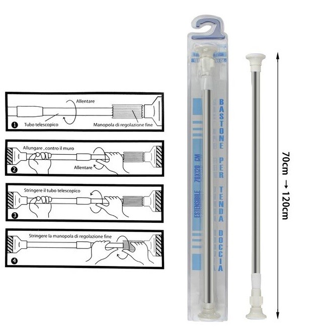Bastone Barra Sbarra Per Tenda Tendaggi Regolabile da 70cm 120cm Alluminio dfh