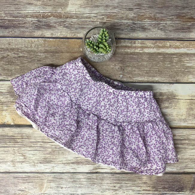 Crewcuts Purple White Star Floral Print Layered Peasant Skirt Girls 8 Crew Cuts