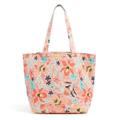 NWT Vera Bradley Grand Tote Rain Forest Lily Coral Shoulder Purse Handbag