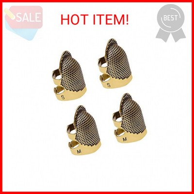 4 Pack Sewing Thimble Finger Protector, Adjustable Finger Metal Shield Protector