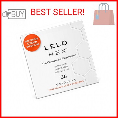 LELO HEX Original Ultra Thin Condoms with Increased Strength, Male Condom, Lubri