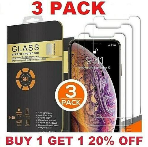 For iPhone 14 13 12 11 Pro Max XR XS X 8 Tempered GLASS Screen Protector 3-PACK