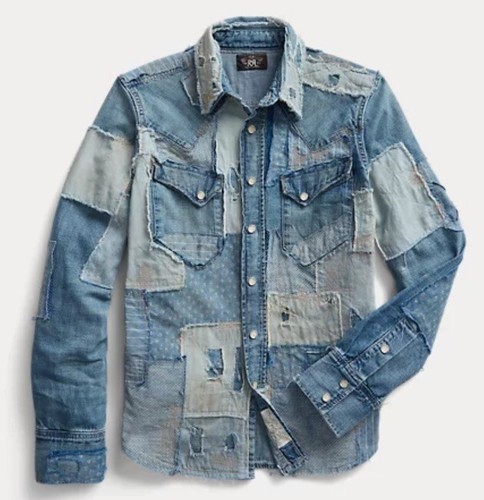 美品 POLO RALPH LAUREN DENIM BD SHIRT S/S Polo Ralph Lauren Short Sleeve Slim Fit Denim Button-Down
