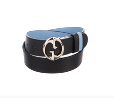 Gucci Women&#39;s 1973 Blue And Black Leather Reversible Belt Size 90B | eBay