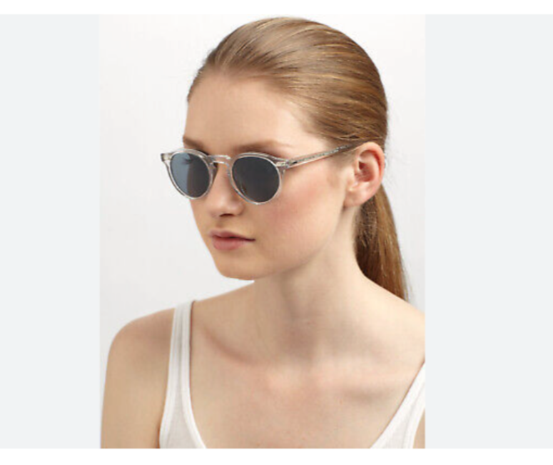 Pre-owned Oliver Peoples Gregory Peck Sun 47mm Crystal/blue Photochromic Msrp$487