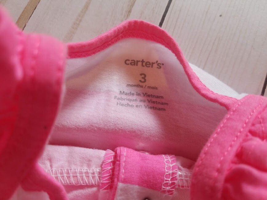 Carter's Spring Romper Pink Stripes & Ice Cream Baby Girl Sz 3M Flutter Sleeves
