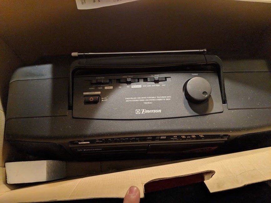 New Vtg Emerson TB0540 Boom Box Tape Cassette Player w/ Built in TV Radio Combo
