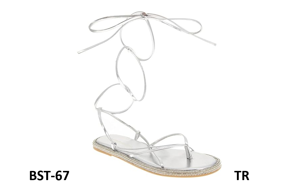 BCBGeneration Women's Tarin Sandal Rhinestone Detailing Padded Footbed Silver, 5