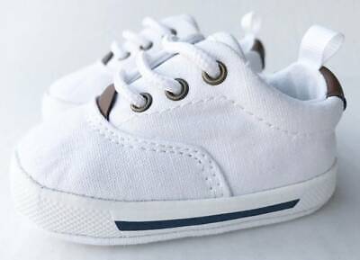 Baby Deer White Canvas Lace-Up Sneaker  Size 0 1 2 3