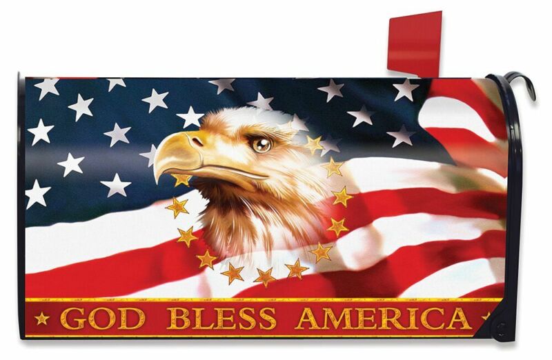 God Bless America Patriotic Magnetic Mailbox Cover Eagle Standard Briarwood Lane