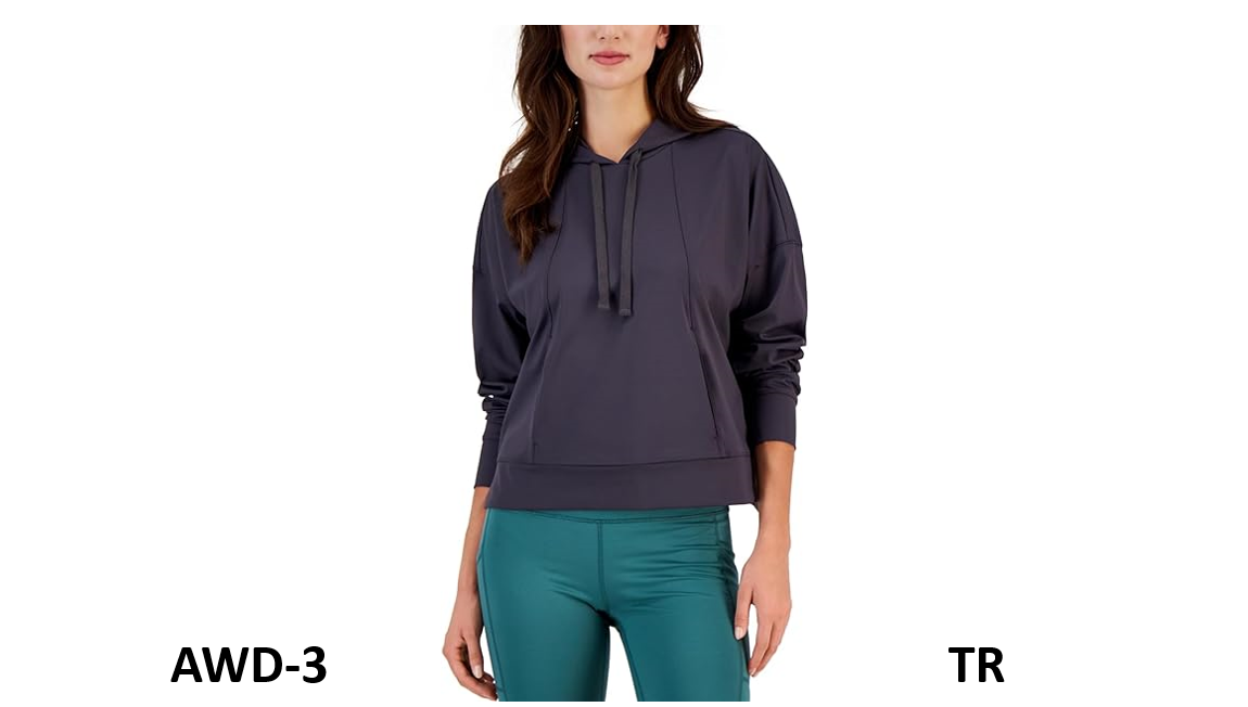 Ideology Women's Drop Shoulder Pouch Pocket Hoodie, Gray/Charcoal, Size X-Small