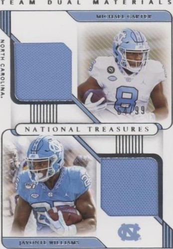 2021 Panini National Treasures Collegiate Javonte Williams Michael Carter #DM9