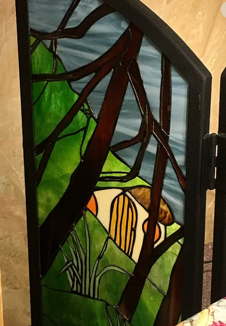 Award Winning Lord of the Rings Stained Glass Fireplace panel, one of a kind 1st