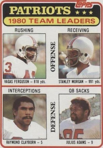 1981 Topps Julius Adams Raymond Clayborn Stanley Morgan #94