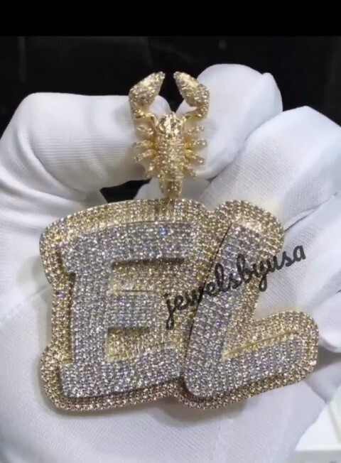 Pre-owned Nsg Rapper Jewelry For Men's Vvs Moissanite Customized Pendant 925 Silver In White