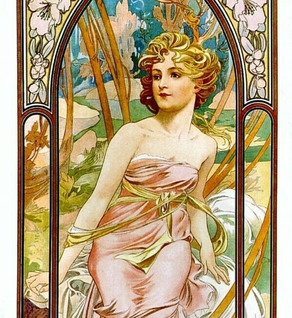 Morning 1899 Times Of Day  Series Vintage Poster Print Art Deco Nouveau Mucha