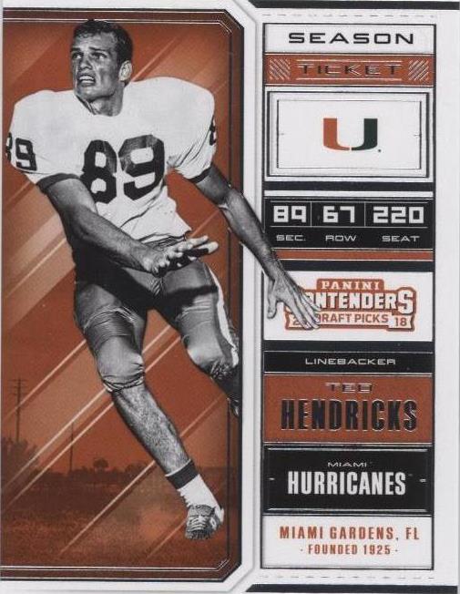 2018 Panini Contenders Draft Picks Ted Hendricks #90