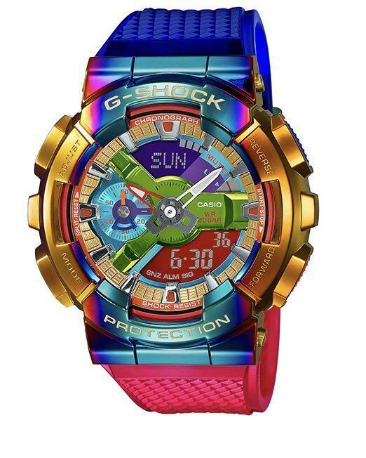 Pre-owned Casio Rainbow G-shock Metal Covered Gm-110rb-2ajf Men's Watch Dhl From Jp