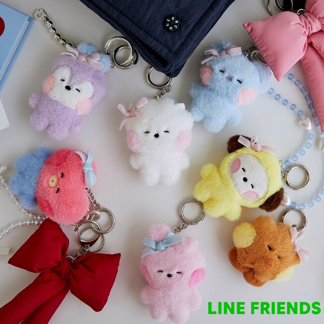 BT21 minini RIBBON ぬいぐるみ&キーリング タタ TATA BT21 - BT21 minini リボン ぬいぐるみ キーリング TATA タタ