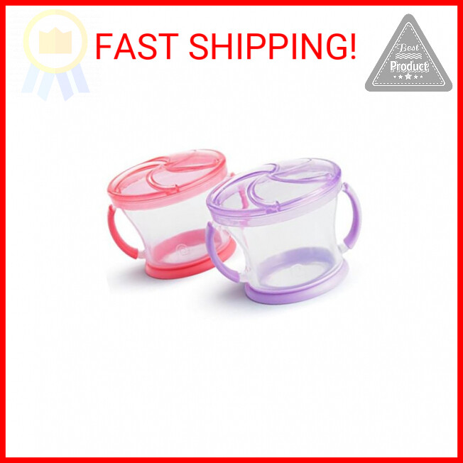 Munchkin Snack Catcher Toddler Snack Cups, 2 Pack, Pink/Purp