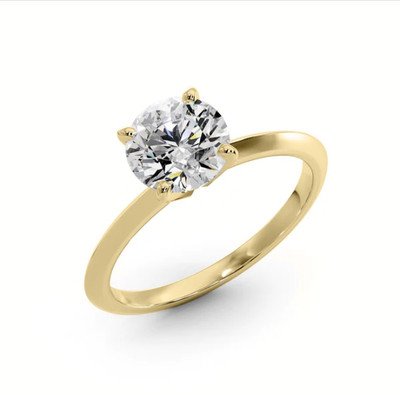 1.00Ct Round Lab Grown CVD Diamond IGI Certified Solitaire Ring 14K Yellow Gold