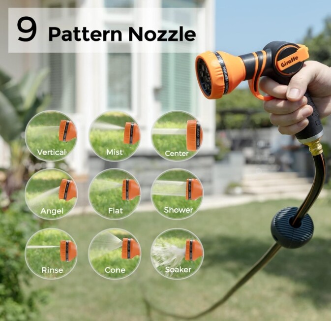 Giraffe Tools Retractable Garden Hose Reel Wall Mount 1/2-IN 130-FT with Nozzle