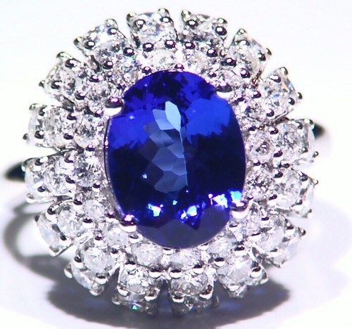 5.55CT 14K Gold Natural Tanzanite Diamond Vintage AAA Wedding Engagement Ring